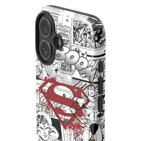 DC Comics Superman Comic Pattern Logo in Red iPhone 16 Plus Impact Case